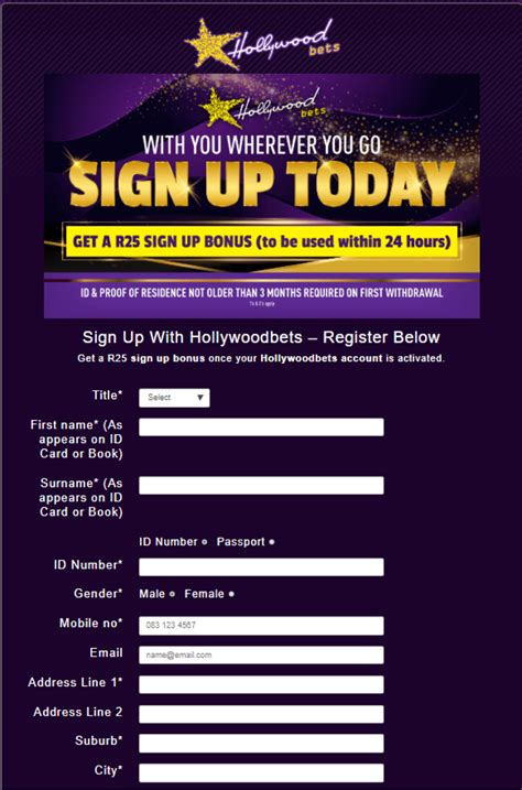 hollywood bets register login|Bet Online With Hollywoodbets.